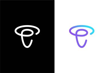 Basit çizgi akış logosu konsept vektör simgesine sahip Modern Harf TE veya ET