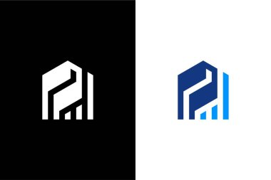 Modern Harf P evi veya Home P logo konsept vektör simgesi