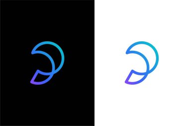 Çember taban logosu konsept vektör simgesi olan soyut çizgi P harfi