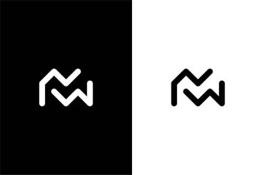 Monogram harfi MW veya WM veya M harfi W logo konsept vektör simgesi