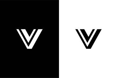 Basit şekil logo konsept vektör simgesine sahip minimalist harf VV