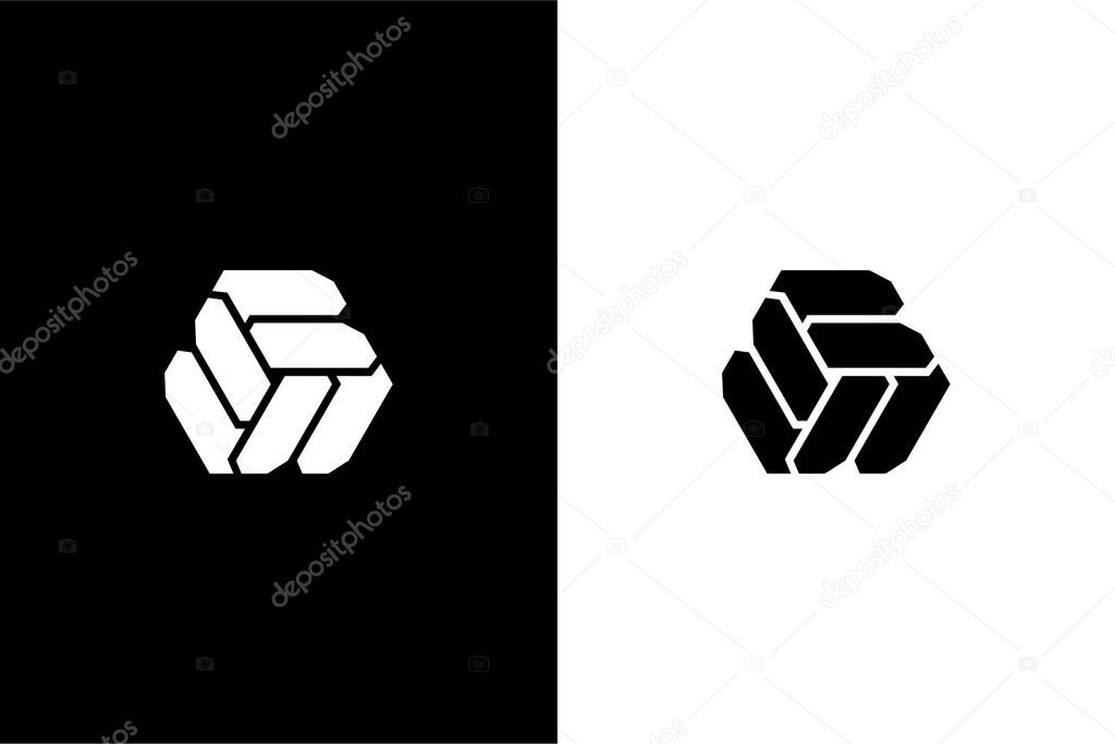 Abstract letter BBB or BB or B logo concept vector icon