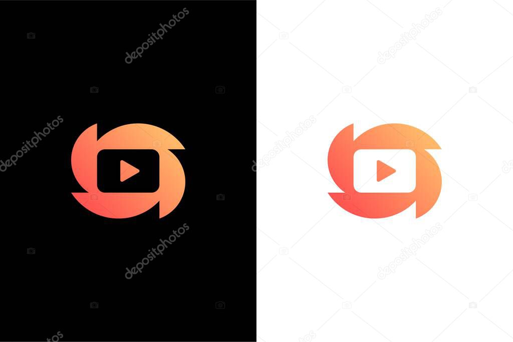 Abstract Letter S video or S movie or S play logo concept vector icon