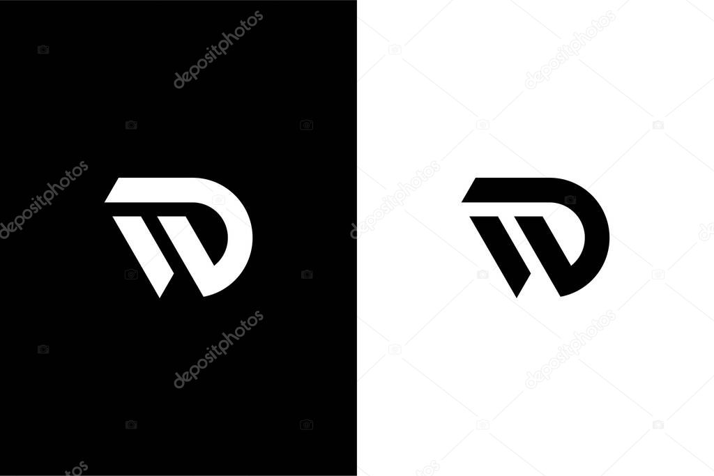 Monogram Letter DW or WD or Letter W letter D logo concept vector icon