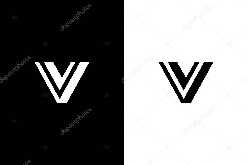 Minimalist letter VV with simple shape logo concept vector icon