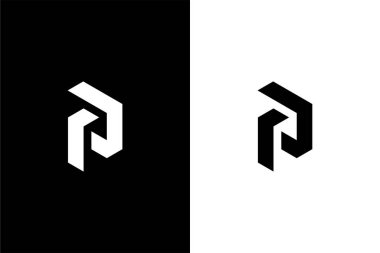 minimalist harf p kare logo konsept vektör simgesi