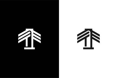 Basit Harf T köprüsü veya Köprü T logo konsept vektör simgesi