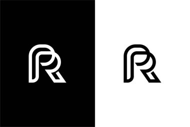 Basit mono line logo konsept vektör simgesine sahip lüks harf PR veya Rp