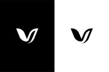 Basit Harf V yaprağı veya Yaprak V logo konsept vektör simgesi