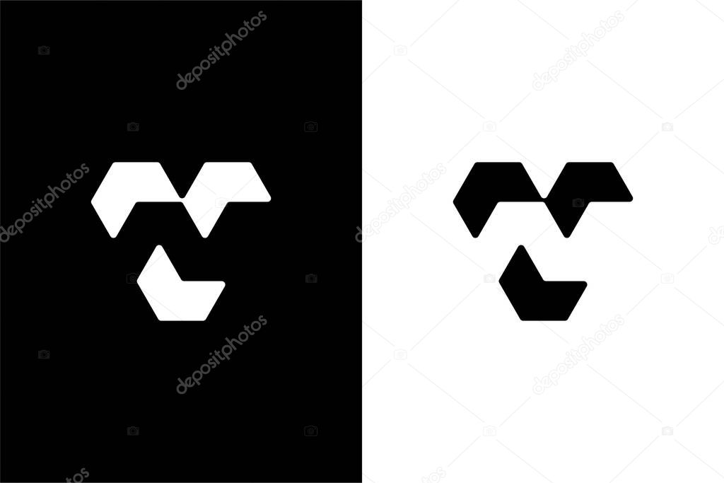 Modern Letter VN or NV wit arrow logo concept vector icon