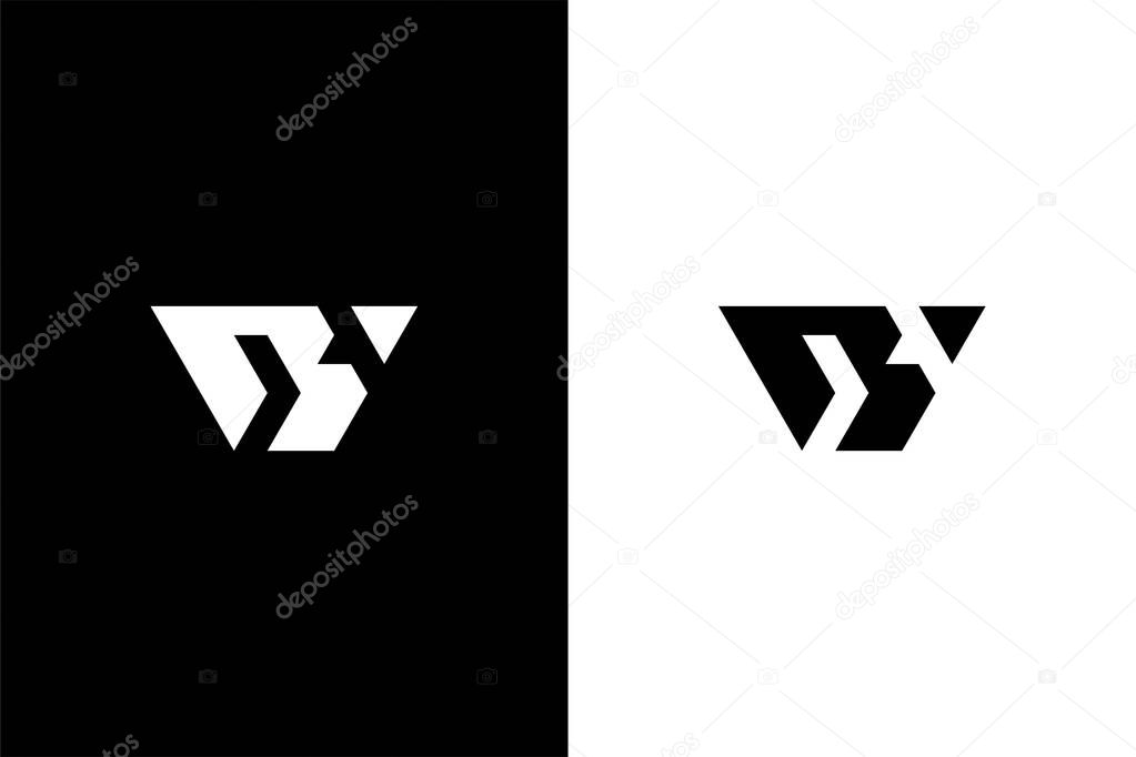 Monogram letter BW or WB logo concept vector icon