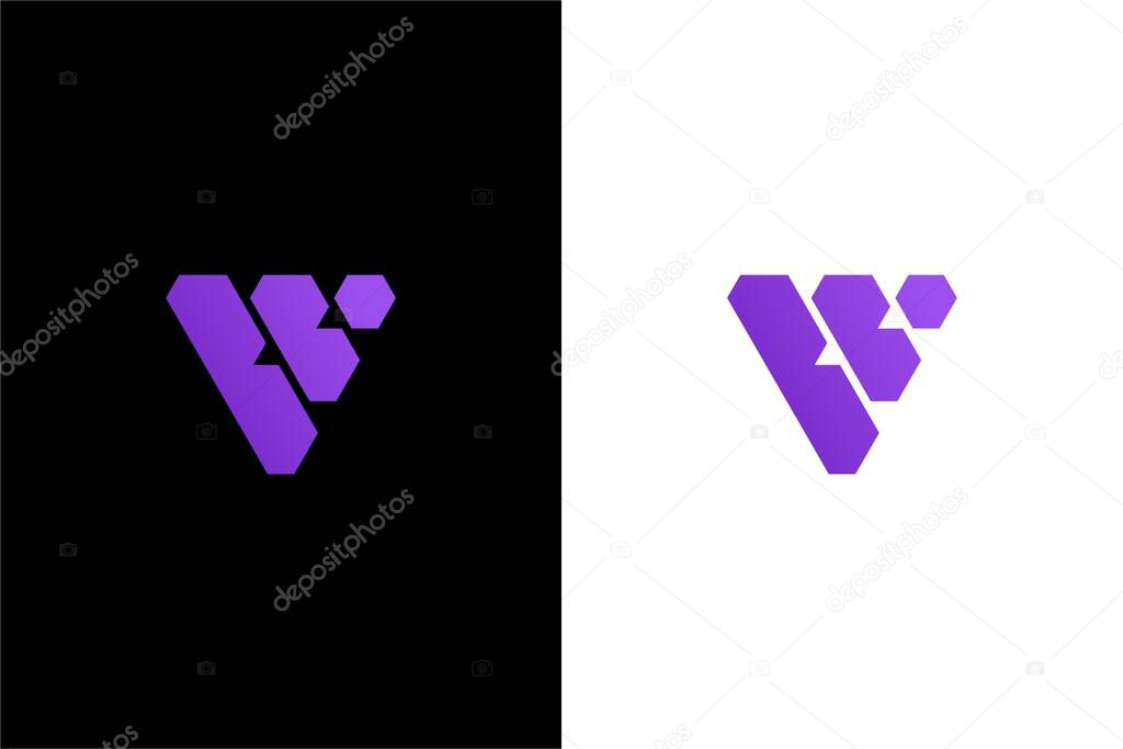 Modern letter VV or geometric letter V logo concept vector icon