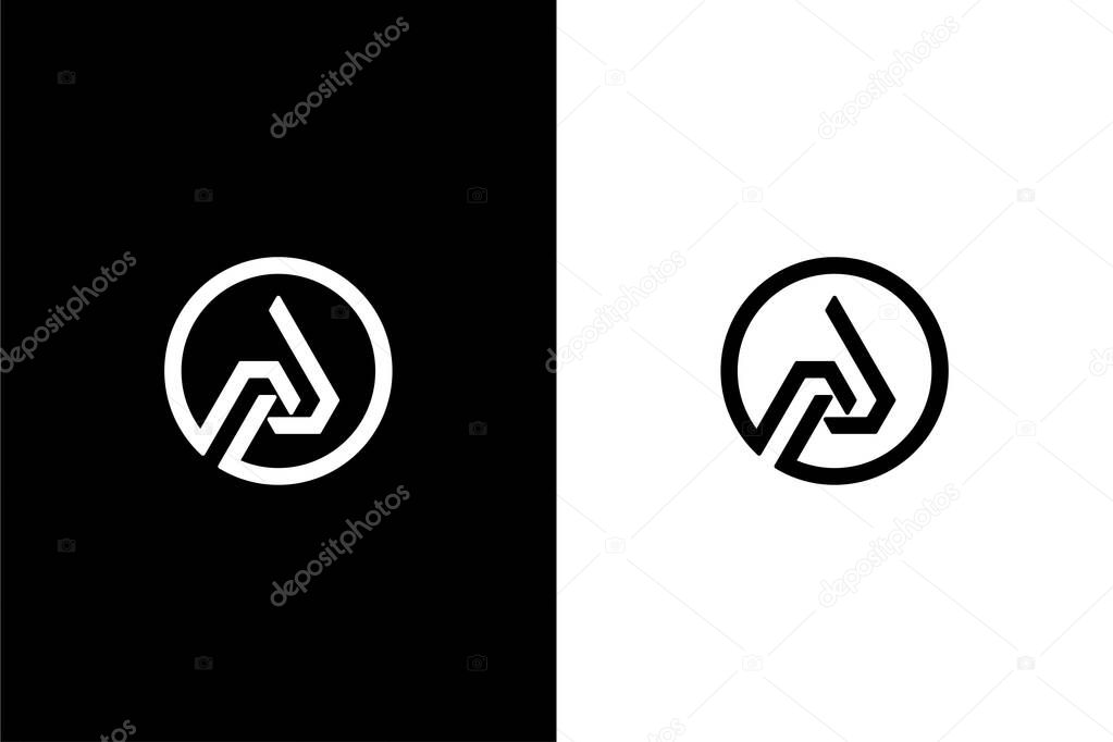Modern letter P and circle or Letter OP or PO logo concept
