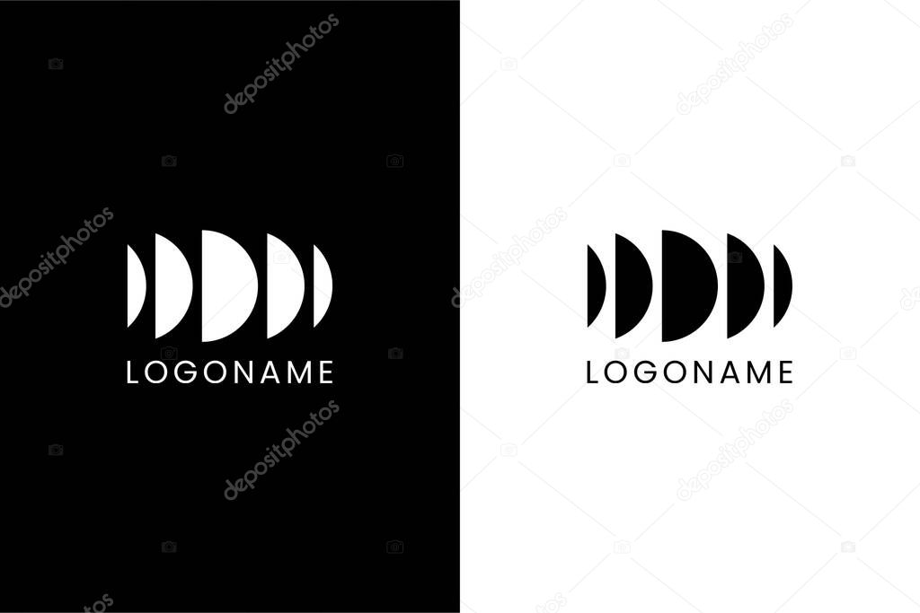 Abstract Letter D or DD or DDD with half circle logo concept vector icon