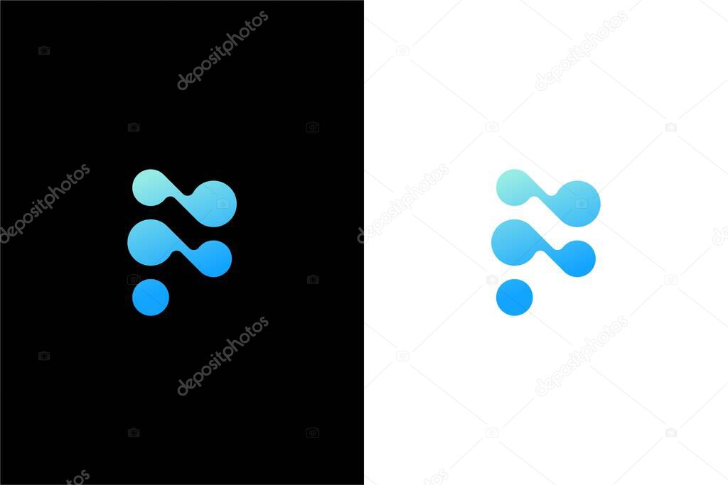 Modern letter F dot or F connecting dots logo concept vector icon