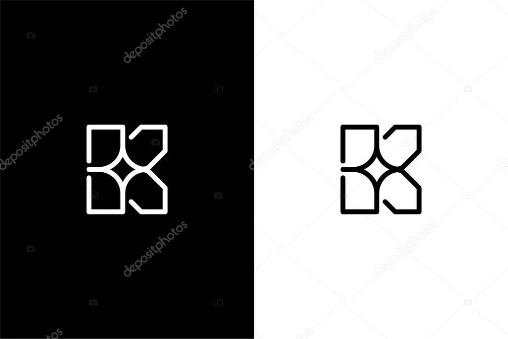 Simple Letter K shine or K house logo concept vector icon