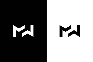 geometrik logo konsept vektör ikonlu monogram harfi MW