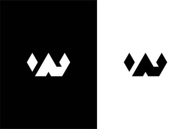 monogram harfleri WN veya NW logo konsept vektör simgesi