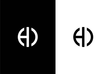 Çember logo konsept vektör simgesi içeren monogram HO veya HD harfi