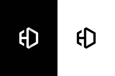 monogram harfi HD altıgen logo konsept vektör simgesi