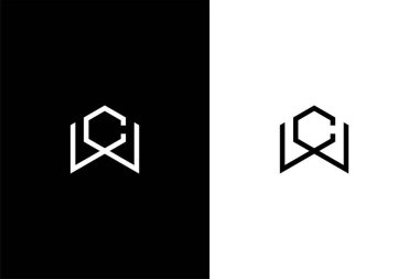 monogram harfi WC veya CW logo konsept vektör simgesi