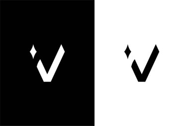 V harfi yıldızı veya V harfi parlıyor veya V temizleme logosu konsept vektör simgesi