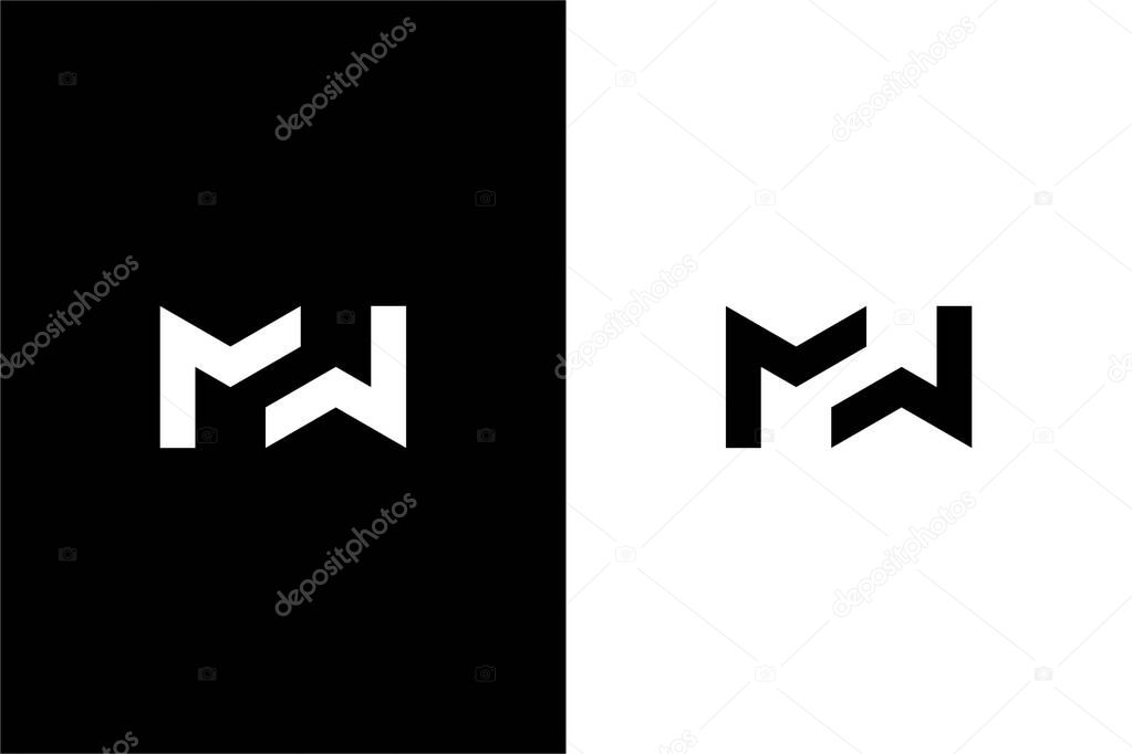 Monogram letter MW with geometric logo concept vector icon