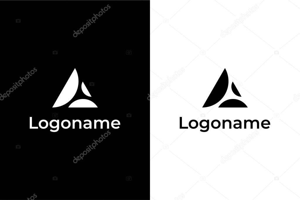 Abstract Triangle with half circle logo concept vector icon