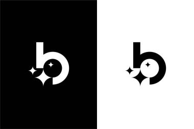 B harfi yıldızı veya B harfi parlıyor veya B temizleme logosu konsept vektör simgesi