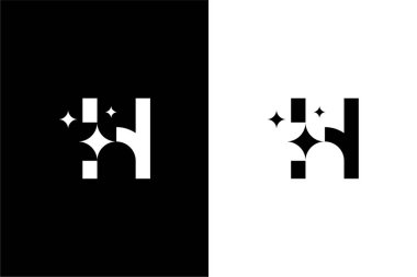 H harfi yıldızı ya da H harfi parlıyor ya da H temizleme logosu konsept vektör simgesi