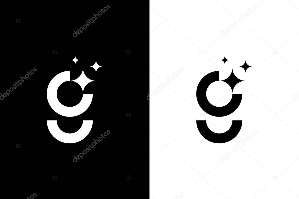 Letter G star or G shining or G cleaning logo concept vector icon