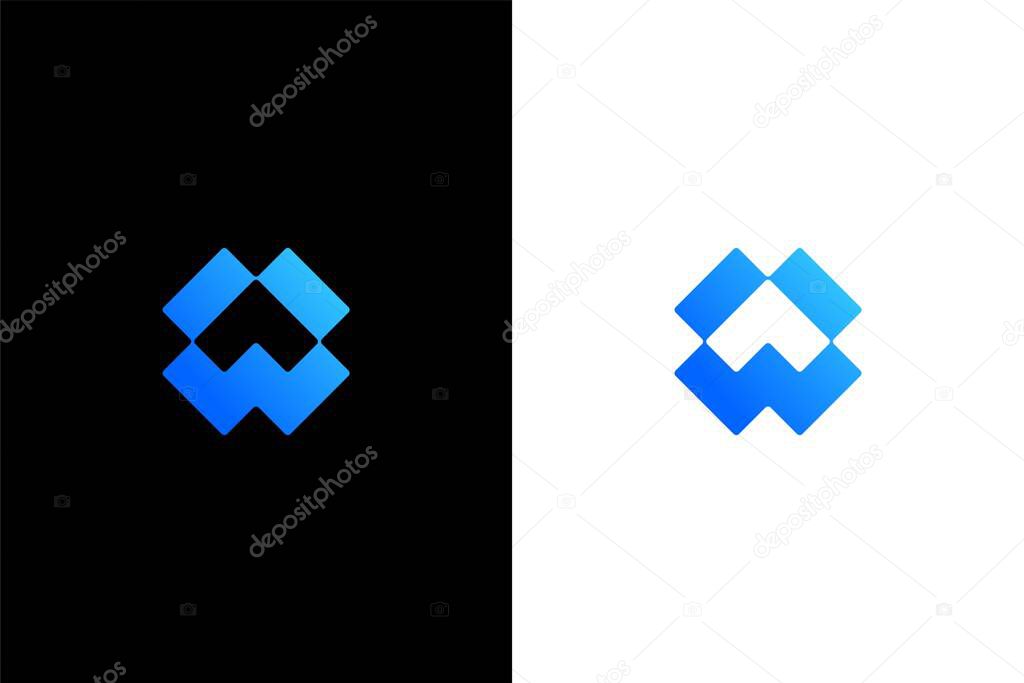 Letter W box or W pack logo concept vector icon