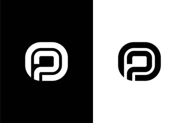 Minimalist çizgi konsept logo vektörlü monogram harfi OP veya PO