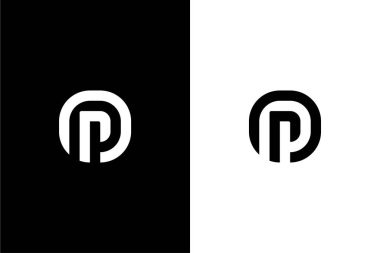 Minimalist çizgi konsept logo vektörlü monogram harfi veya OP