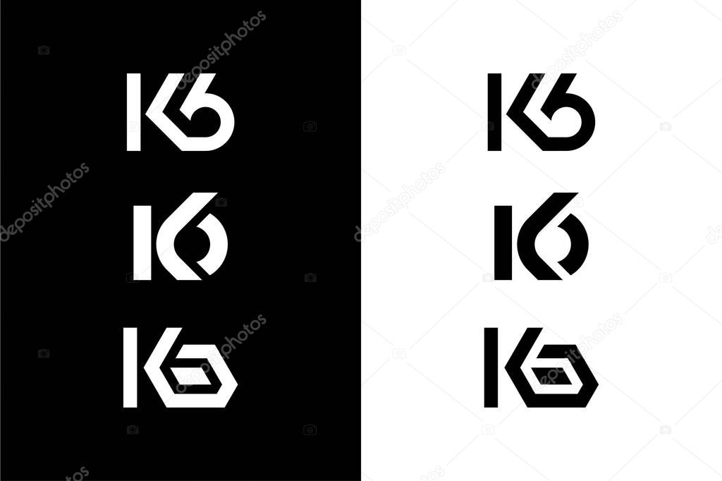 Monogram pack letter K6 or KG logo concept vector icon
