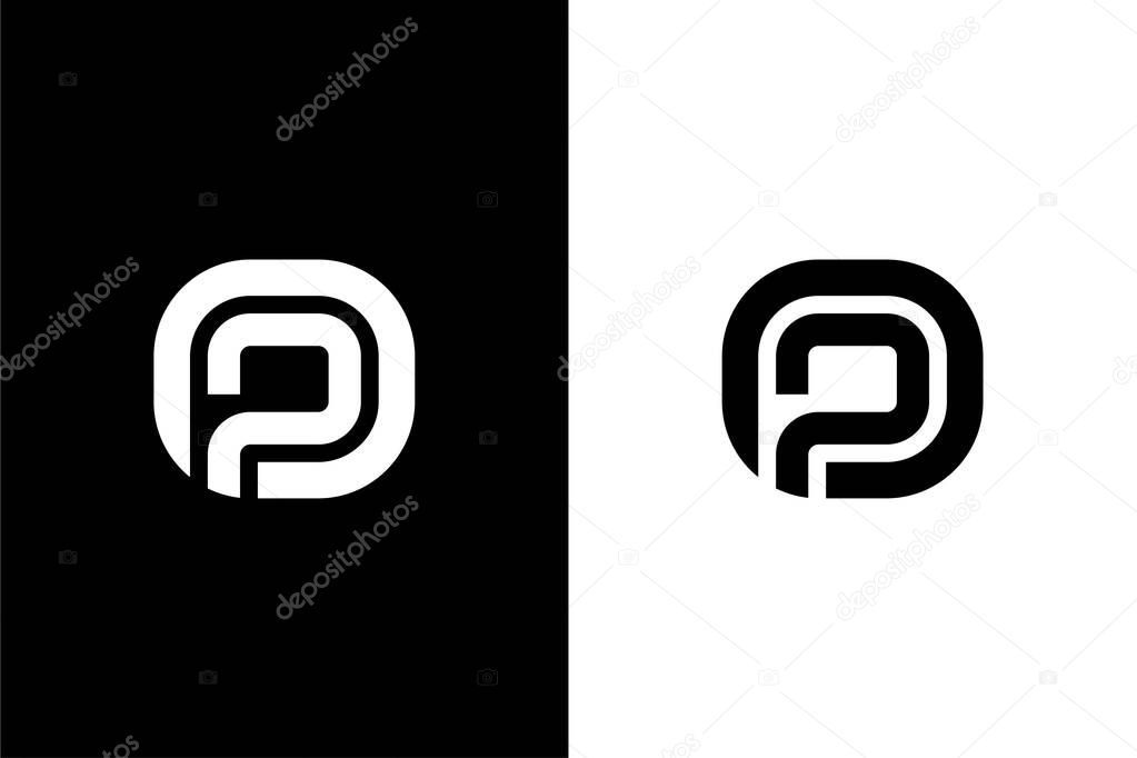 Monogram letter OP or PO with minimalist line concept logo vector