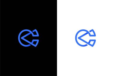 C harfi ve ok veya logo konsept vektör simgesine tıkla