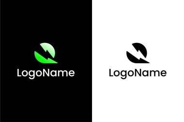 Q harfi şimşek logosu konsept vektör simgesi