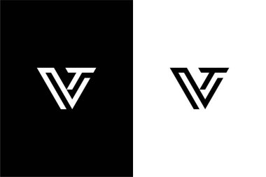monogram Harf VT veya TV logo konsept vektör simgesi