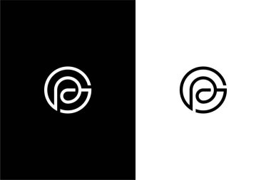 GP harfi ve logo kombinasyonu vektör simgesi