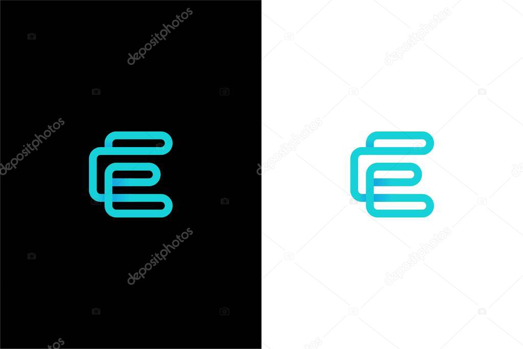 Monogram letter E with technology concept logo vector