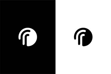 Müzik şirketi için F harfi ve vinil logo kavramı