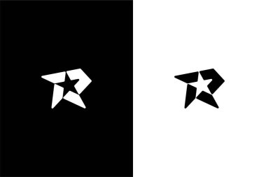 Yıldız negatif uzay logo konsepti vektör simgesi ile R harfi