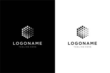 soyut altıgen ve taş logo konsept vektör simgesi