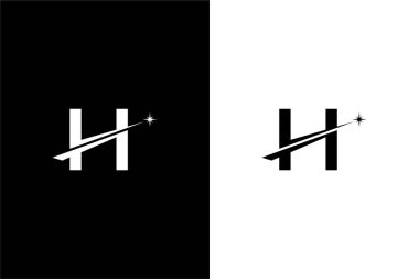 Yıldız logo konsept vektör simgesine sahip H harfi ve ok