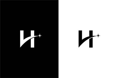 Yıldız logo konsept vektör simgesi ile H ve ok harfleri