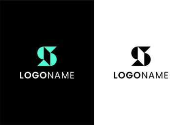 Basit geometrik şekilli S harfi logo kavramı