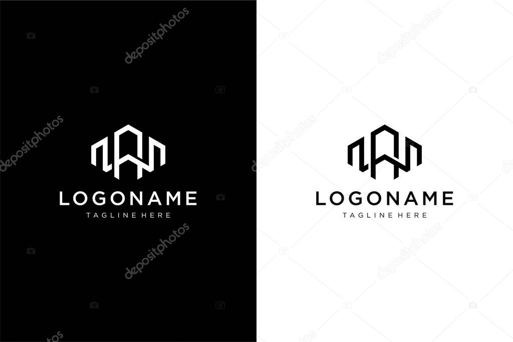 Letter WA or AW and building logo concept vector icon