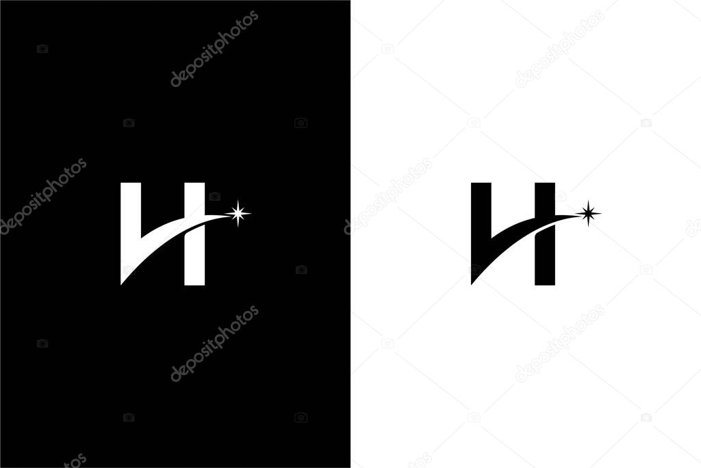 Monogram Letter H and arrow with star logo concept vector icon