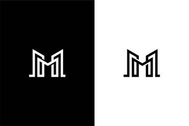 M harfi ve logo konsept vertor simgesi
